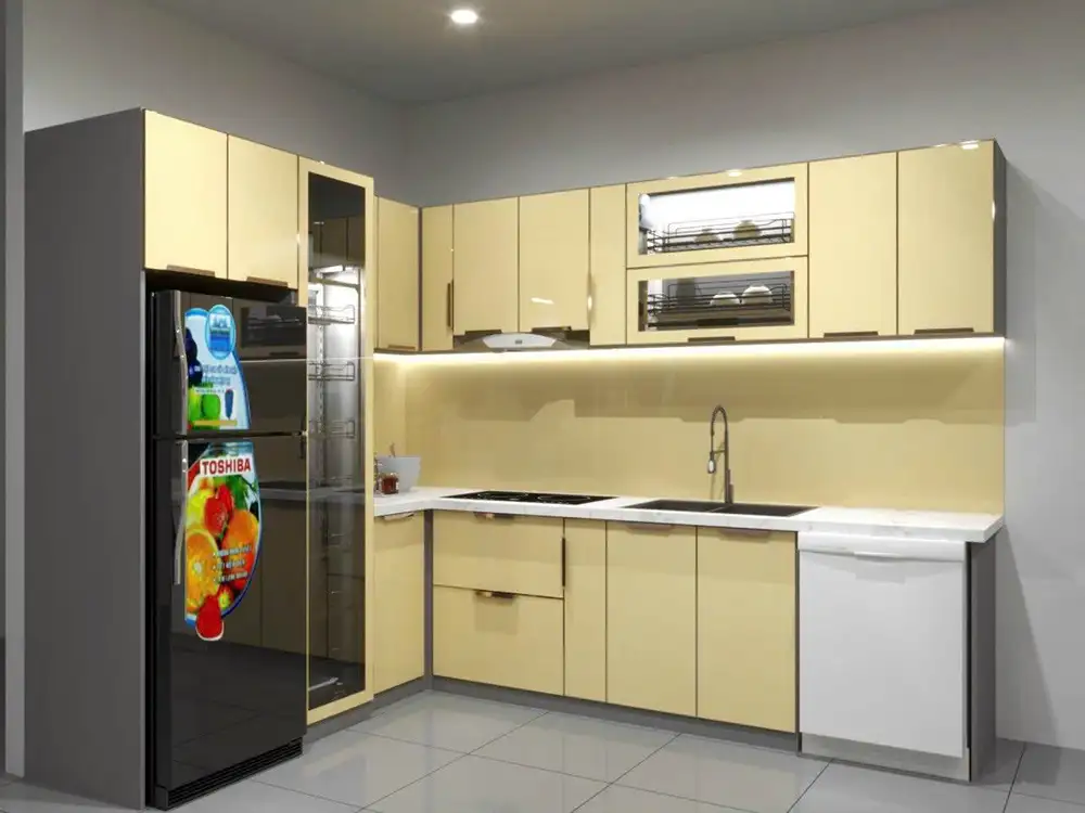 Tủ Bếp Inox Cánh Kính Mẫu TA1001 Cao Cấp