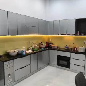 Tủ Bếp Inox Cánh Kính Mẫu TA1003 Sang Trọng