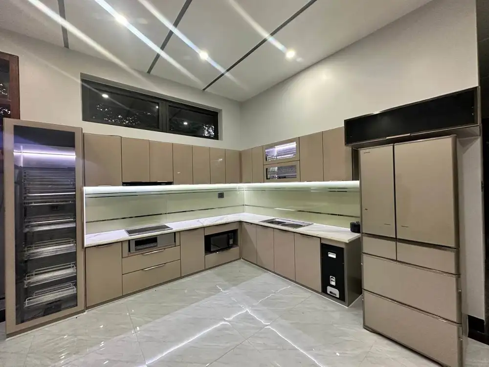 Tủ Bếp Inox Cánh Kính Mẫu TA1005 Chất Lượng