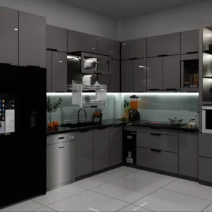 Tủ Bếp Inox Cánh Kính Mẫu TA1008 Ấn Tượng