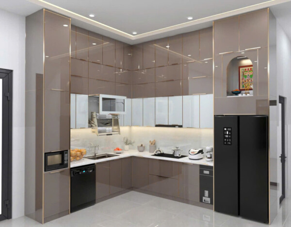 Tủ Bếp Inox Cánh Kính Mẫu TA1007 Trang Nhã