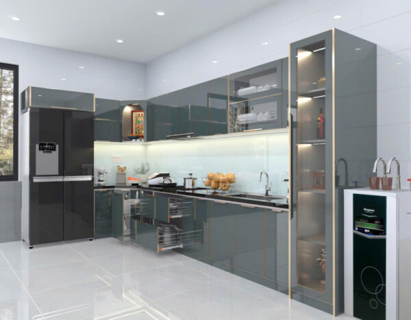 Tủ Bếp Inox Cánh Kính Mẫu TA1007 Trang Nhã